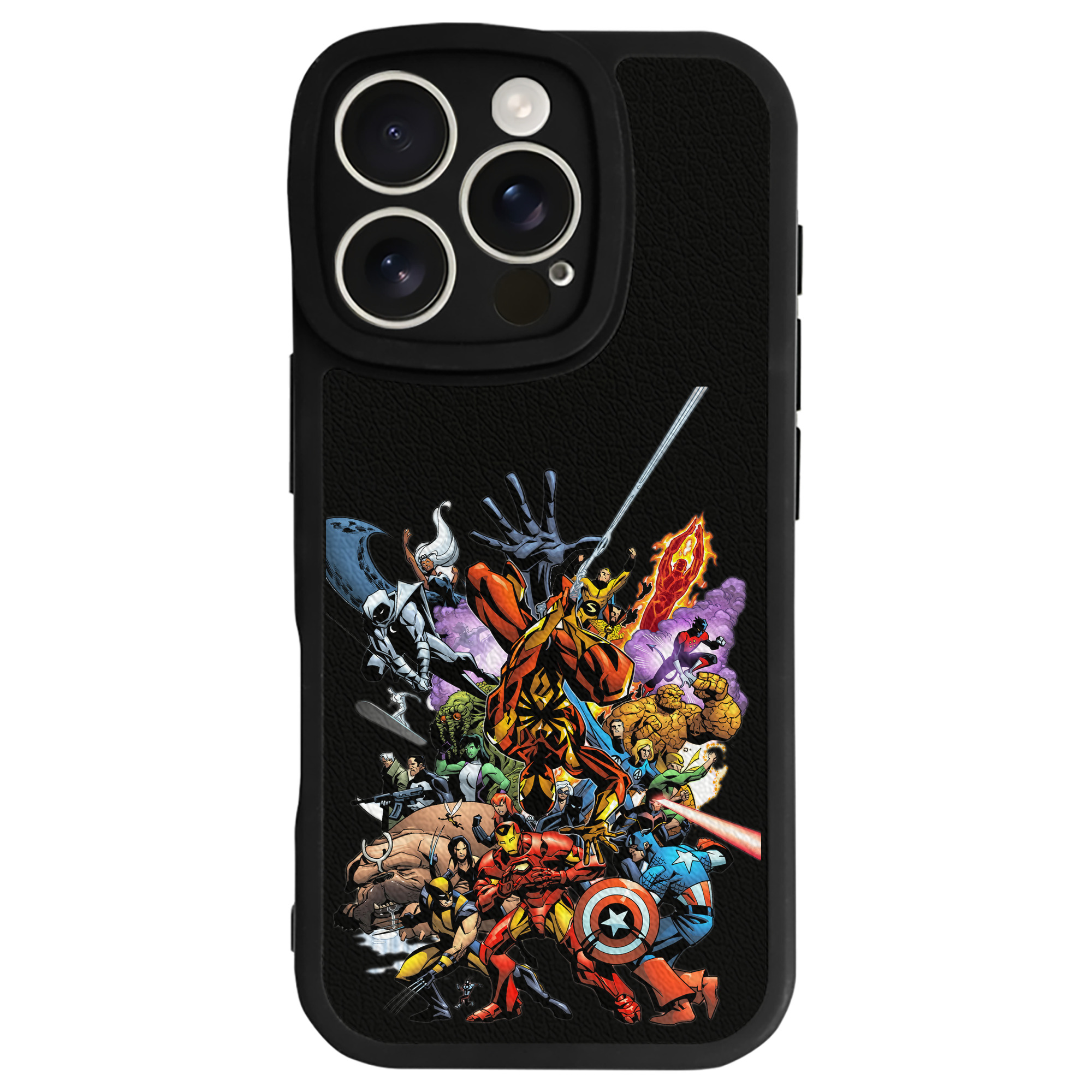 （画像用） アベンジャーズ The Avengers 【iPhone 16シリーズ対応】シリコンスマホケース（レザー調） 材質：シリコン